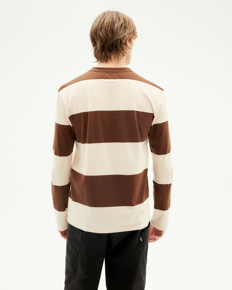Camiseta marrón rayas Emilio sostenible-4