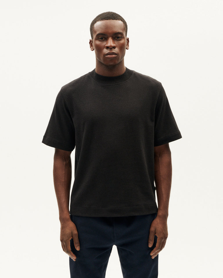 T-shirt noir épais en chanvre Roy durable pour homme Thinking Mu