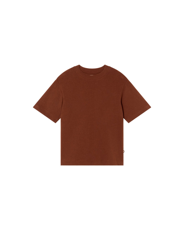 Camiseta gruesa marrón hemp Roy sostenible-silueta-1