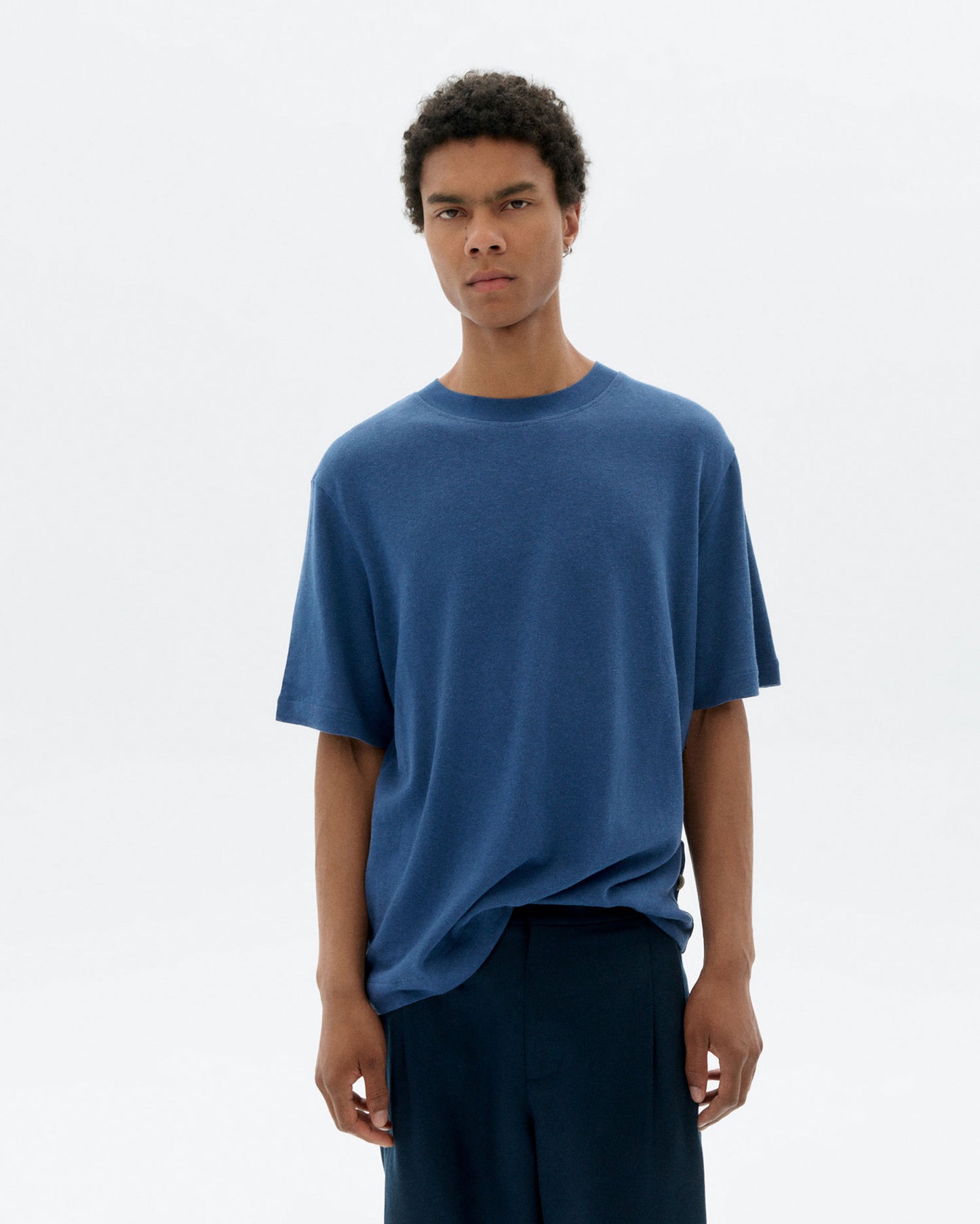 Camiseta loose azul hemp Roy sostenible - 1