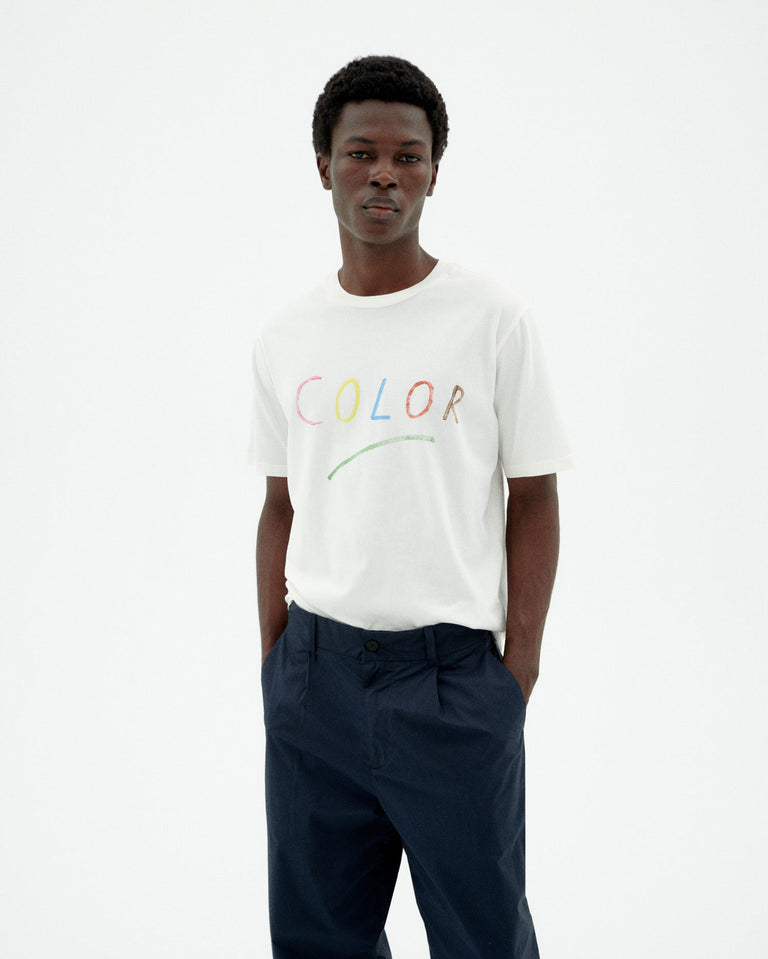 Camiseta blanca colors Zach sostenible-1