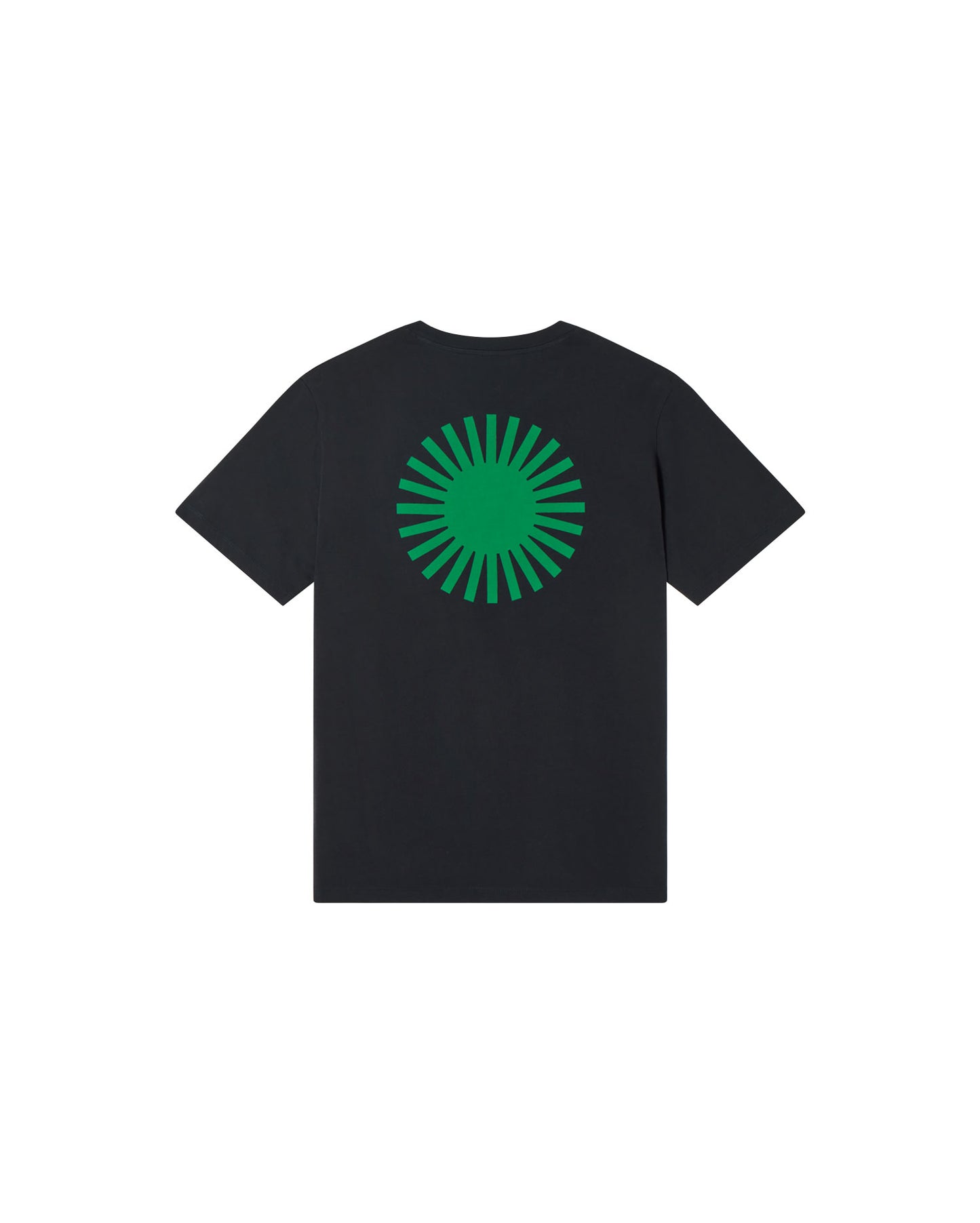 Camiseta negra sol espalda verde sostenible - silueta 1
