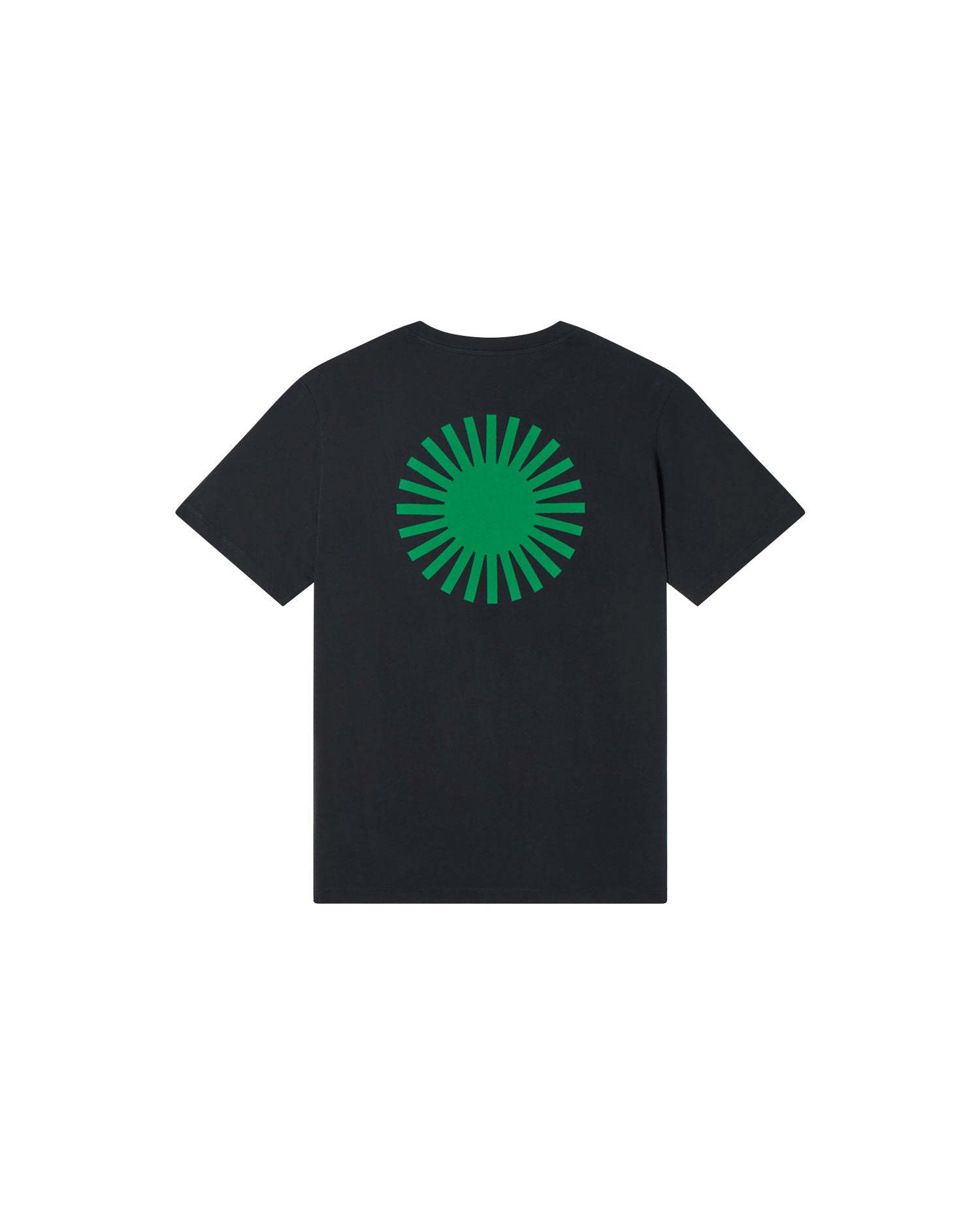 Camiseta negra sol espalda verde sostenible - silueta 1