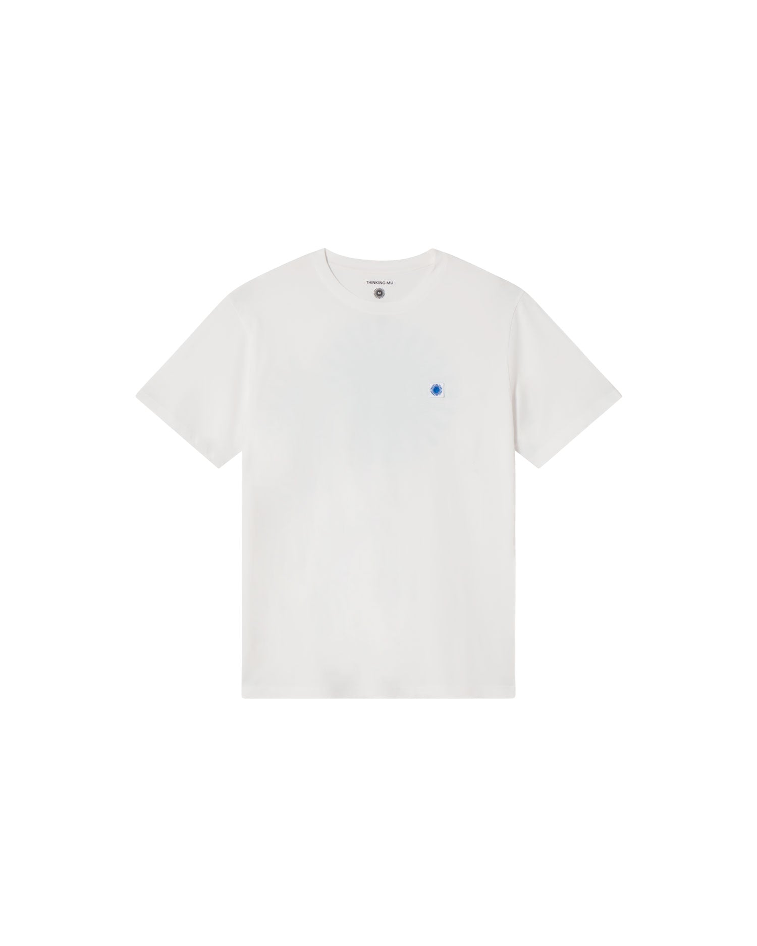 Camiseta blanca sol espalda azul sostenible - silueta 1