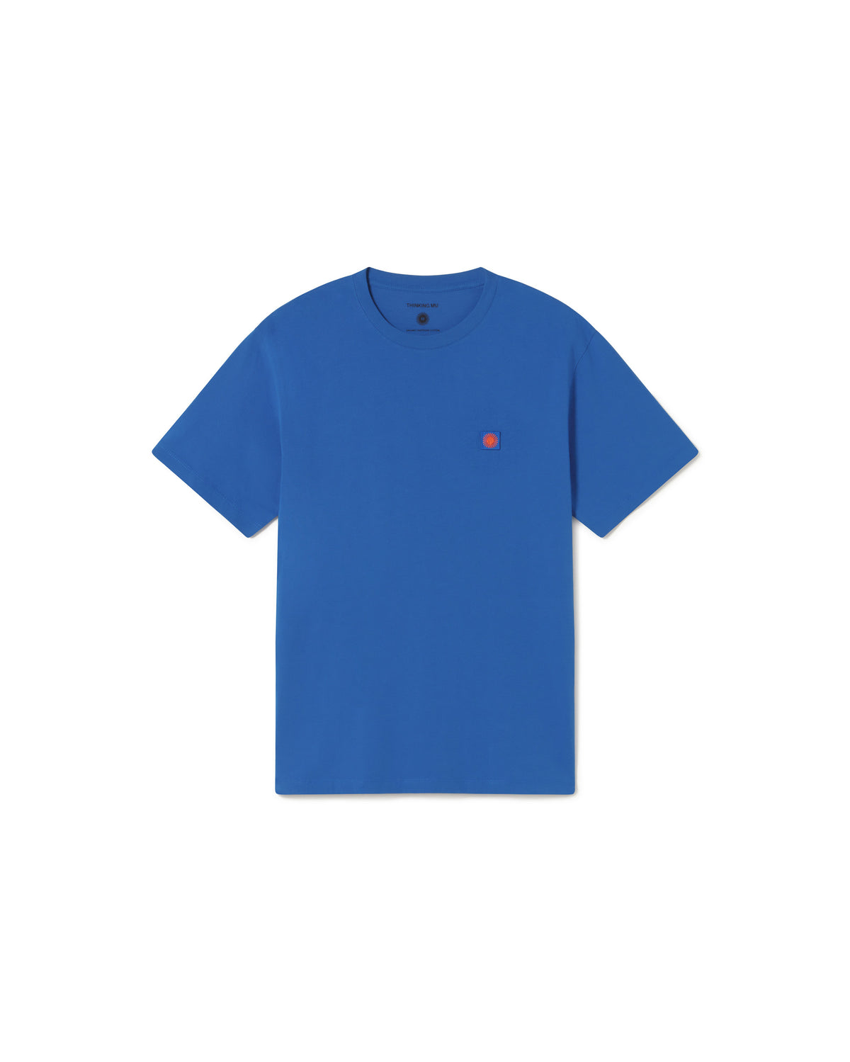 Camiseta azul sol espalda marrón sostenible - silueta 1