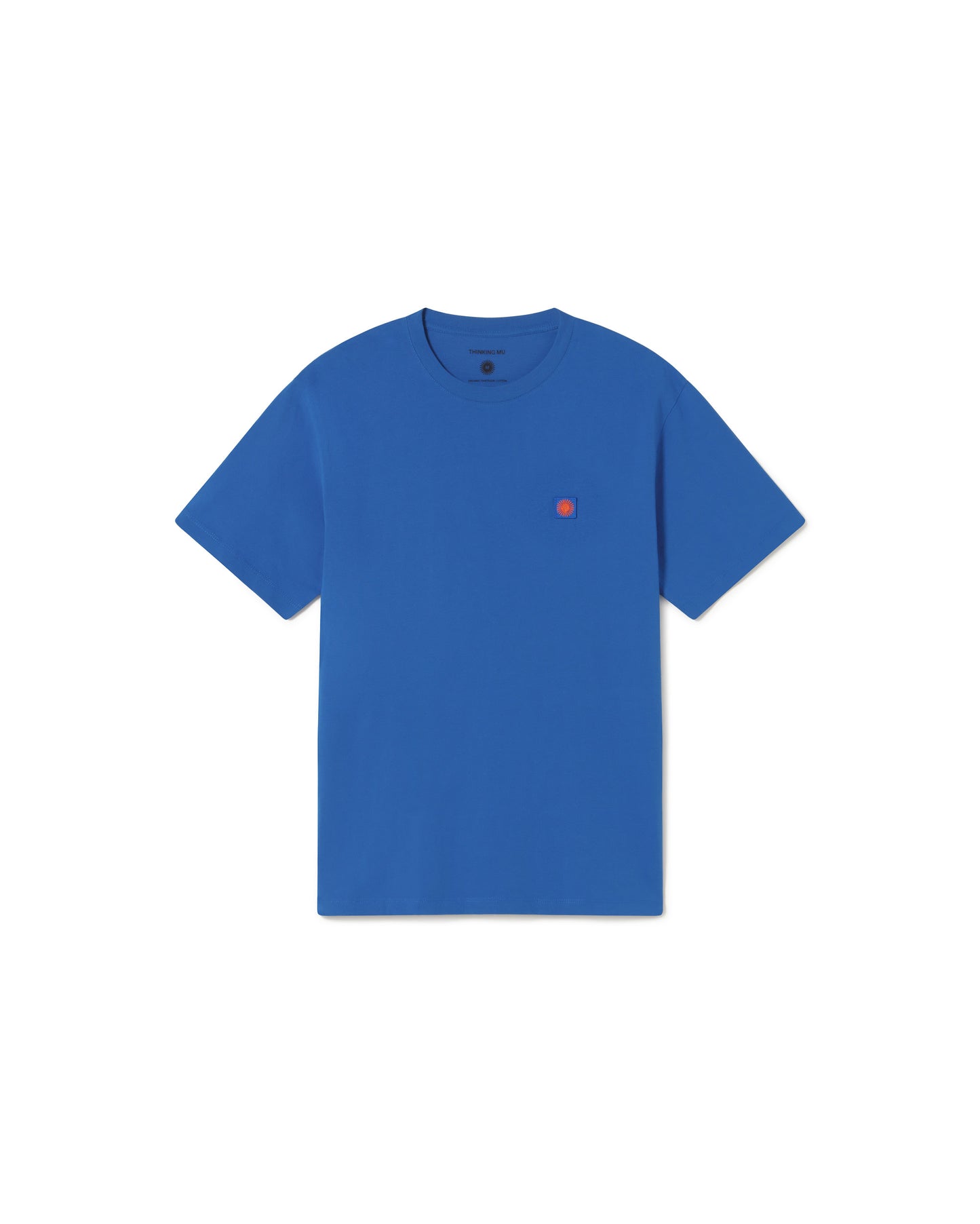 Camiseta azul sol espalda marrón sostenible - silueta 1