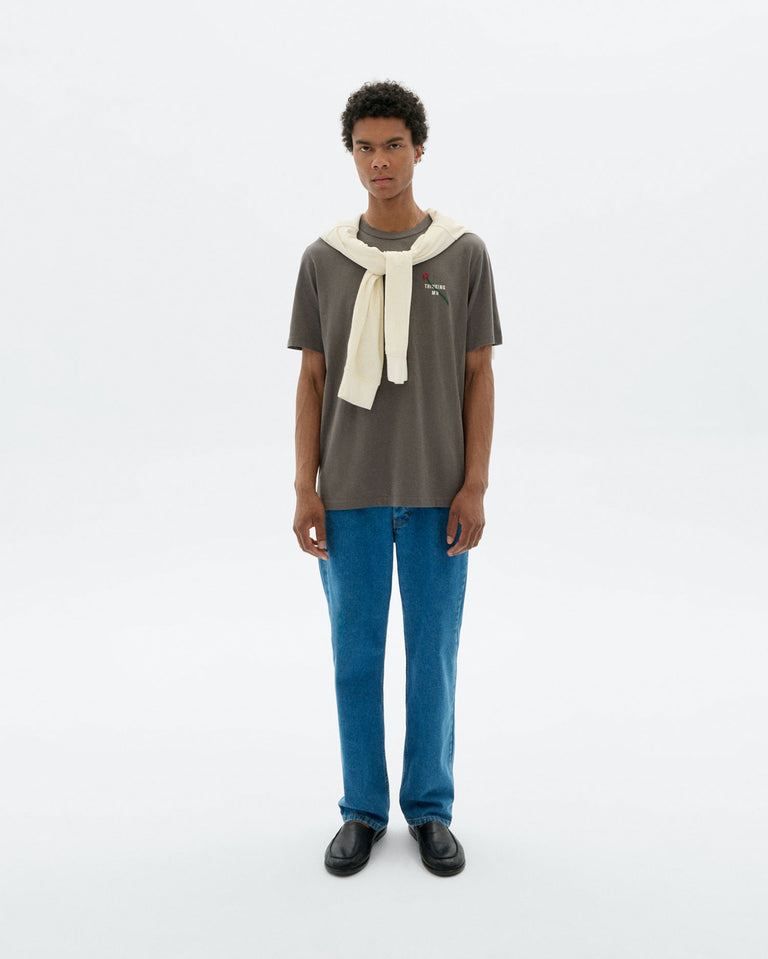 Camiseta gris bordada flower TM Zach sostenible - 2