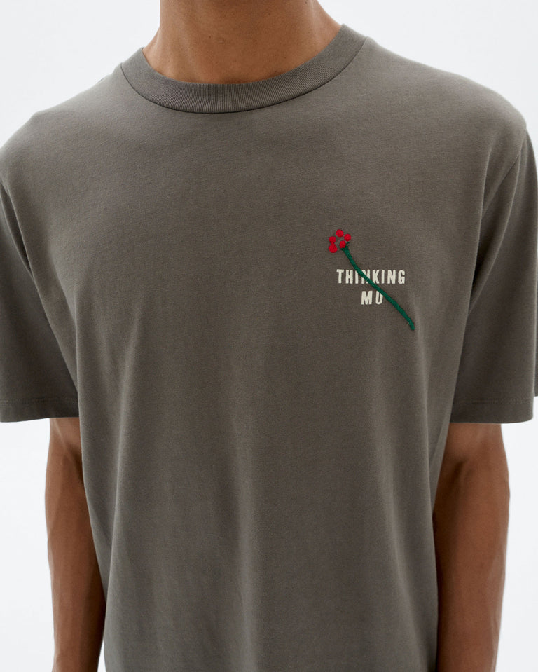 Camiseta gris bordada flower TM Zach sostenible - 3