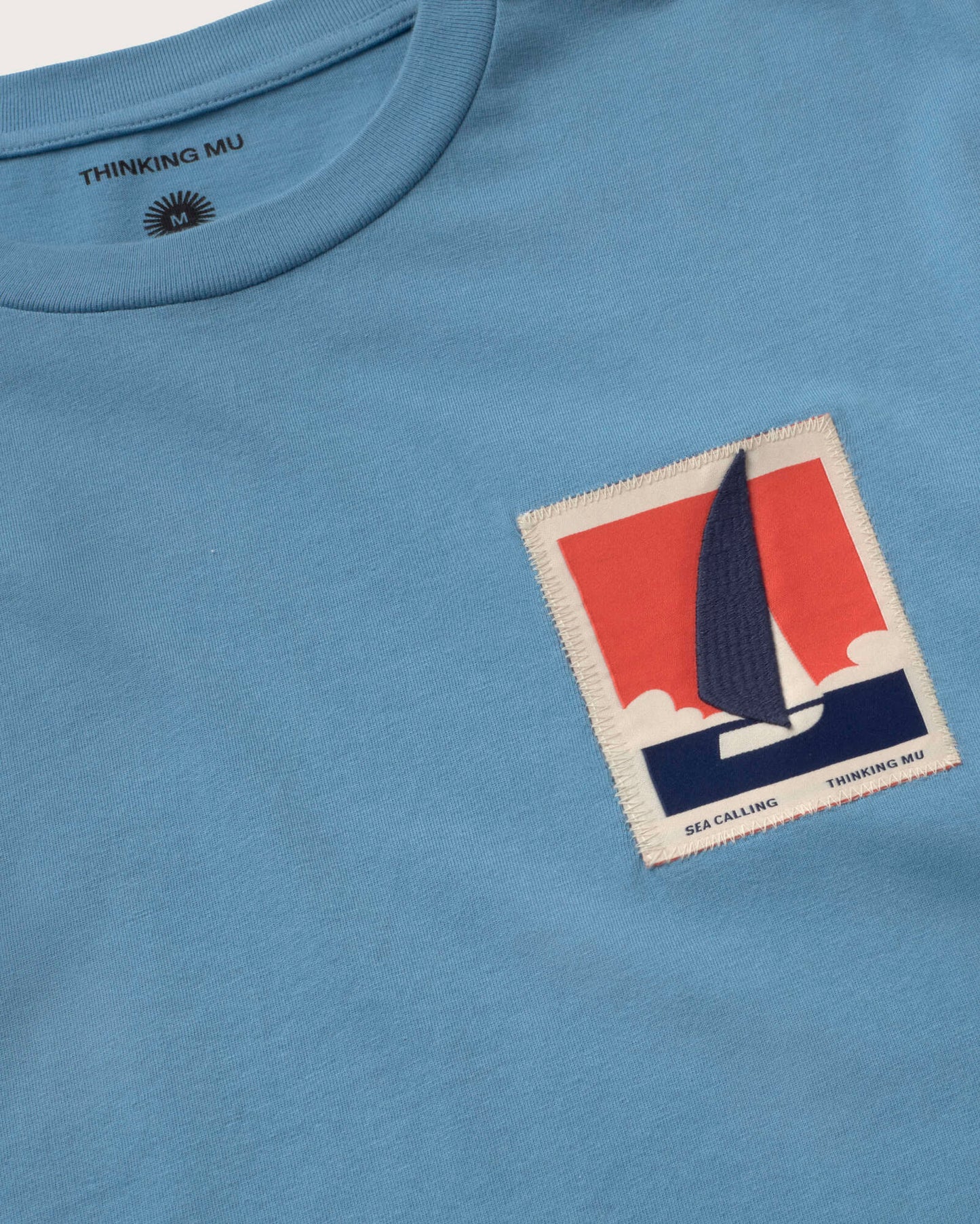 Camiseta azul patched optimist Zach sostenible silueta - 2