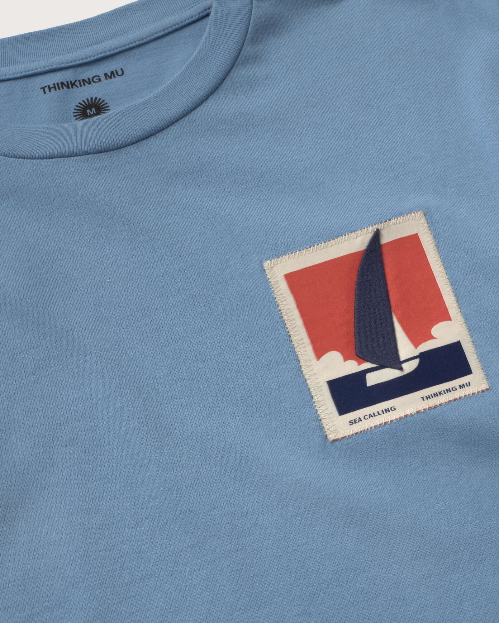 Camiseta azul patched optimist Zach sostenible silueta - 2