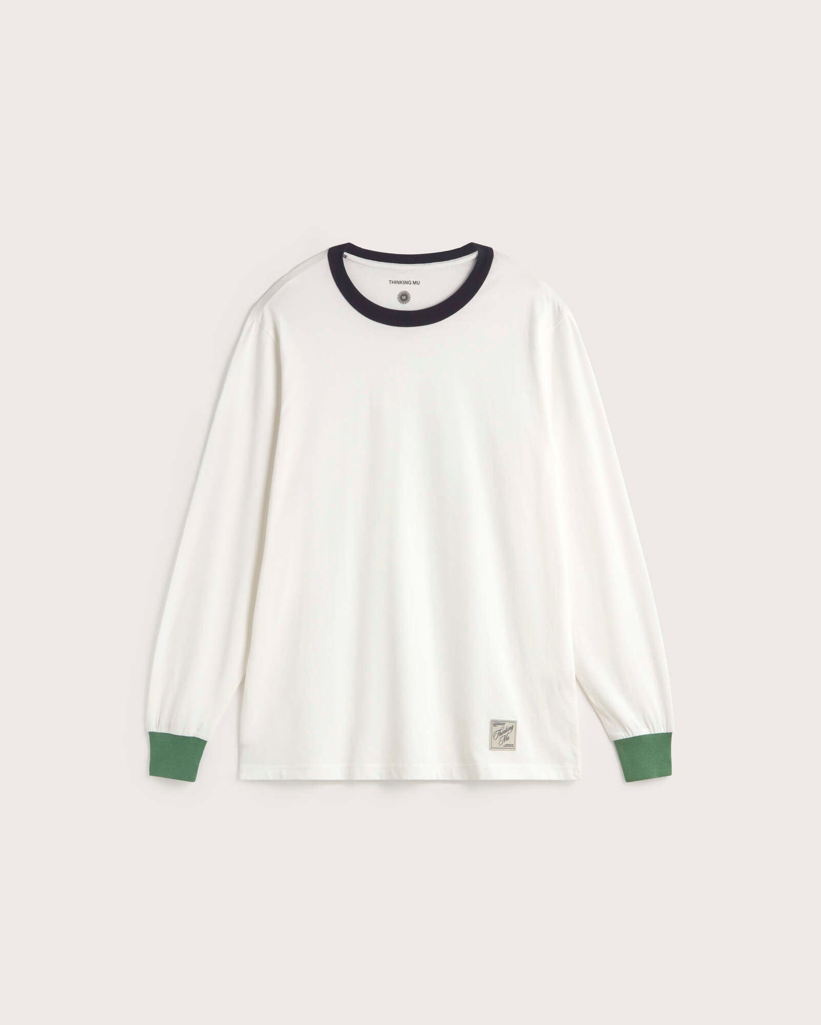 Camiseta manga larga puños verdes Emilio R sostenible silueta - 1