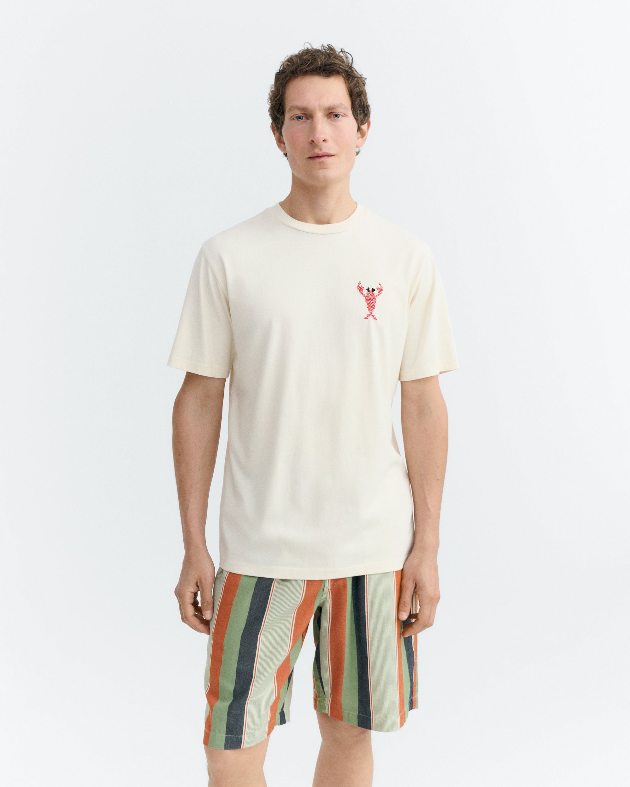 Lobster Zach Men's Embroidered T-Shirt - Thinking Mu