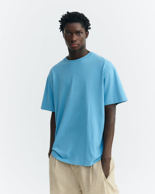 Camiseta azul patched sol espalda Aaron sostenible - 1