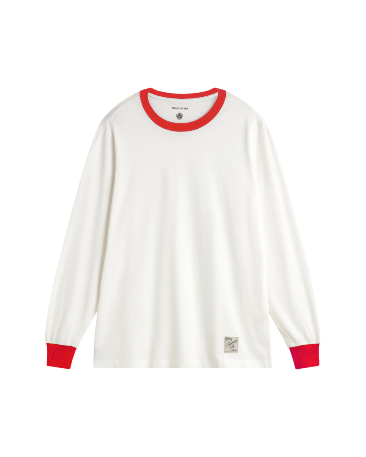 Camiseta manga larga puños rojos Emilio R sostenible silueta - 1