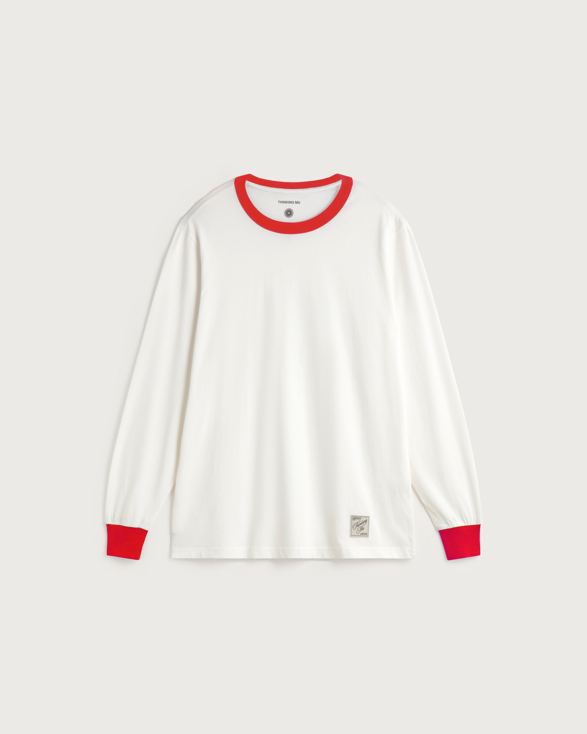 Camiseta manga larga puños rojos Emilio R sostenible silueta - 1