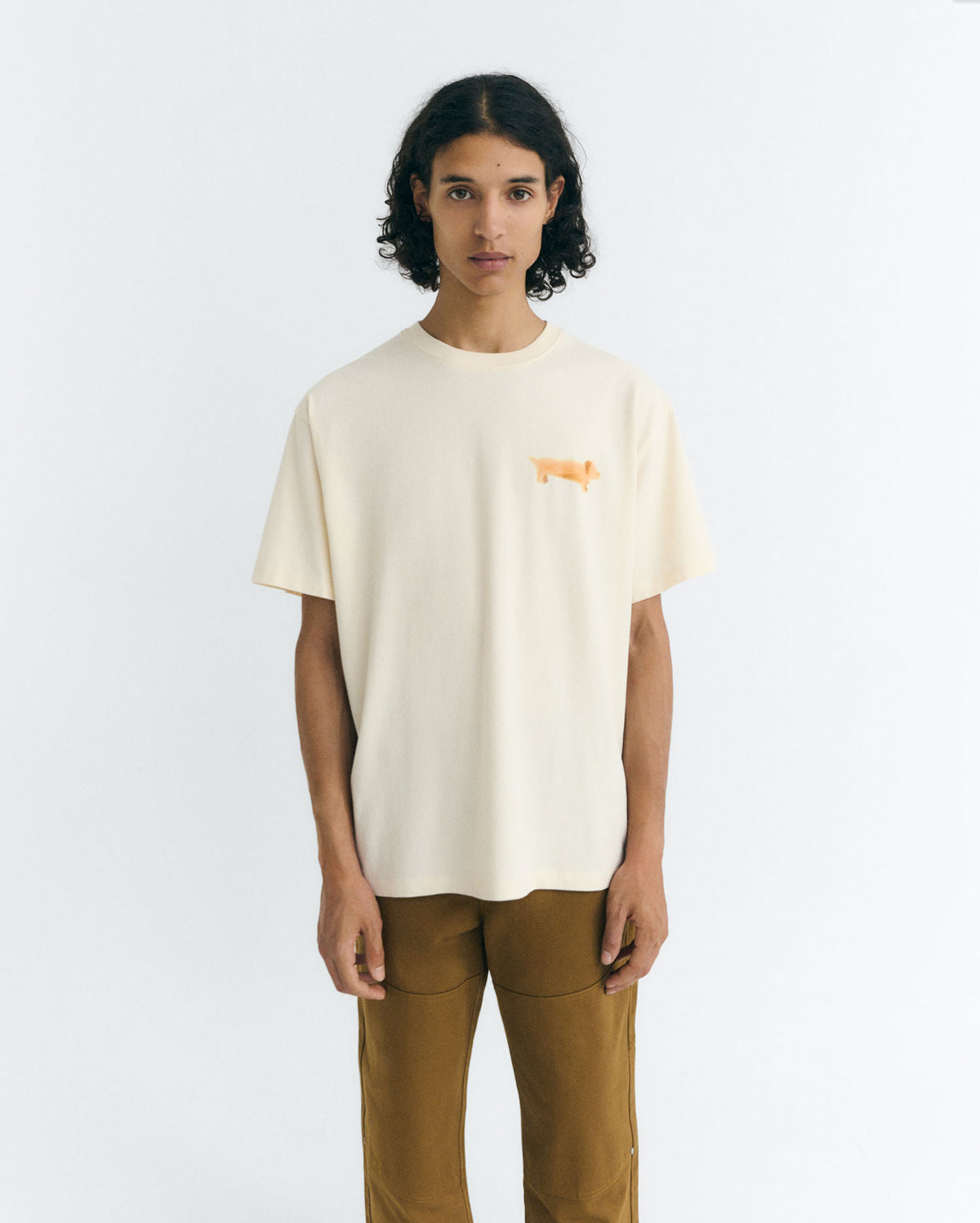 Camiseta blanca perro salchicha Aaron sostenible - 1