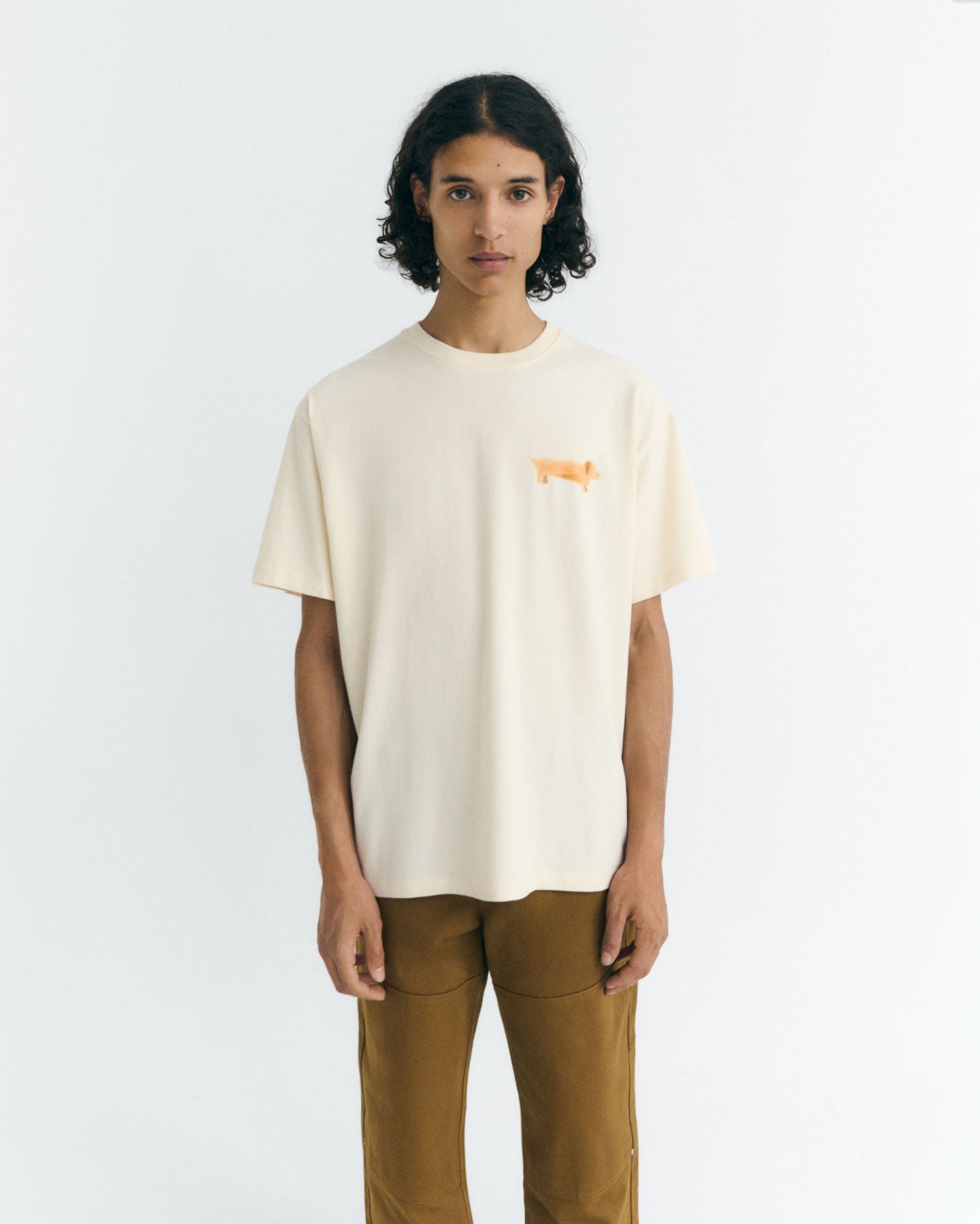 Camiseta blanca perro salchicha Aaron sostenible - 1