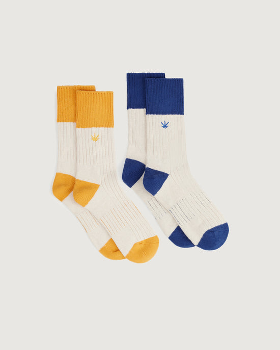 Packung Gelbe und Blaue Hemp Peu Socken