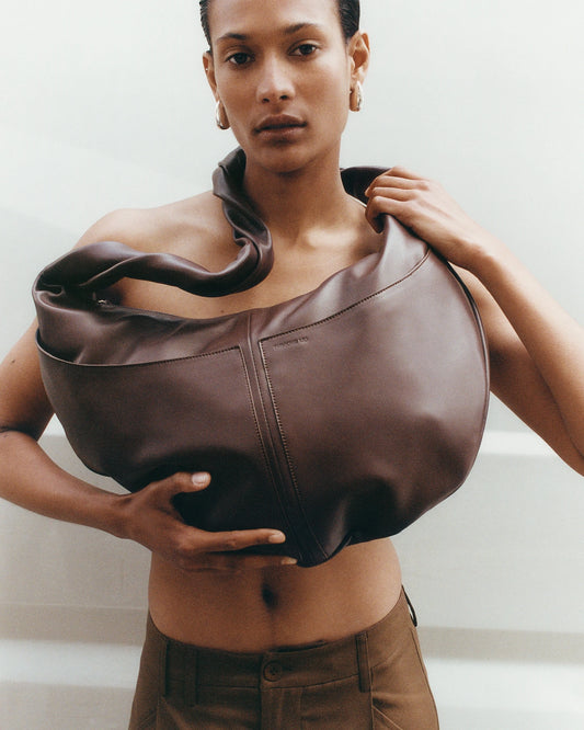 Bolso marrón piel Ova sostenible - CAMPAÑA