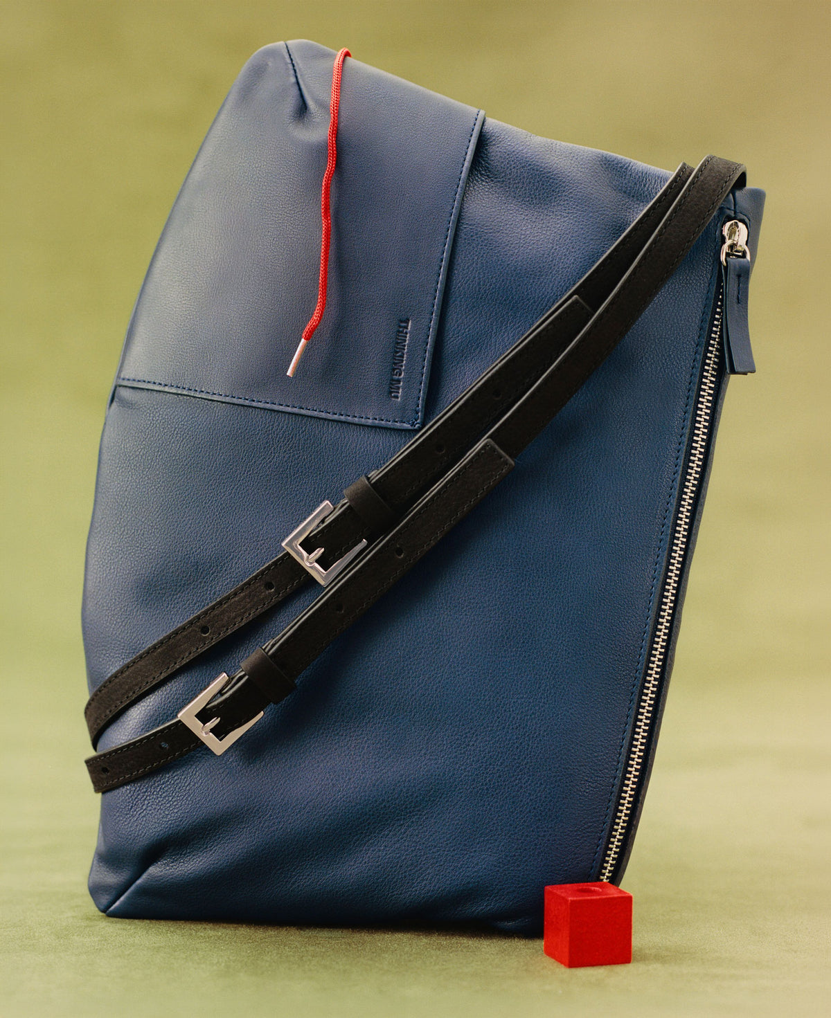 Navy and Black Almiel Leather Bag
