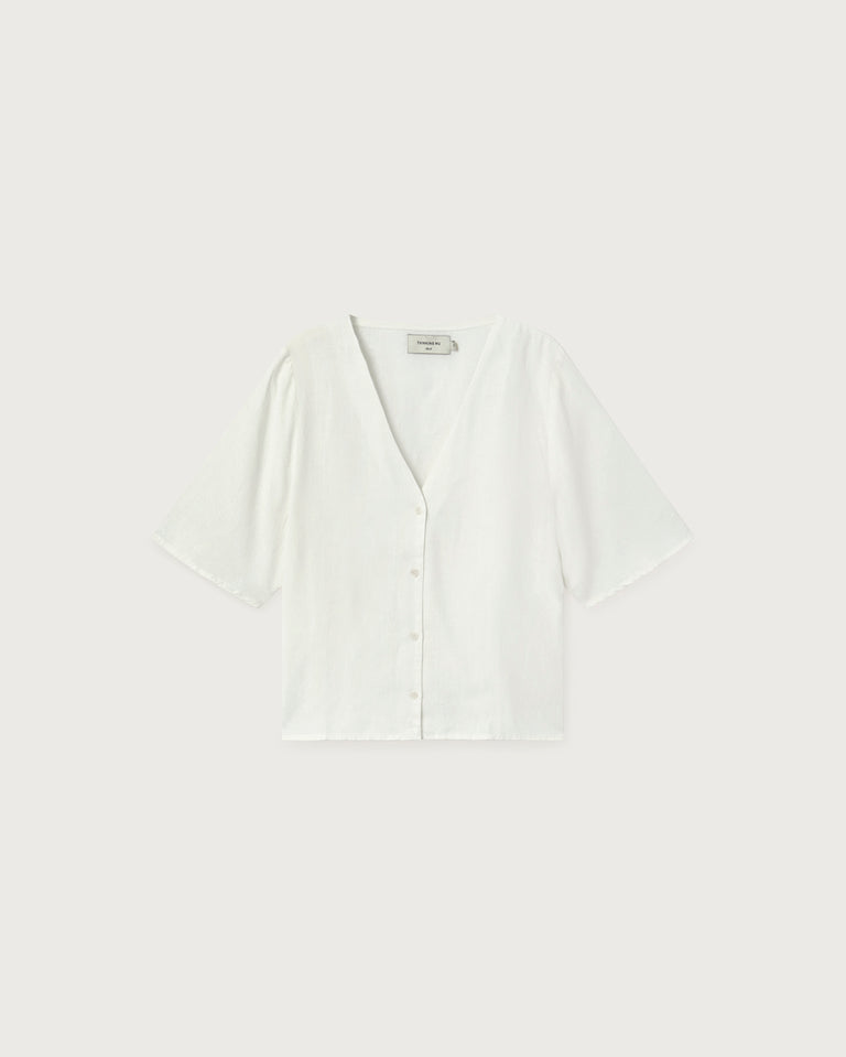 Blusa blanca hemp Libelula sostenible -silueta 1