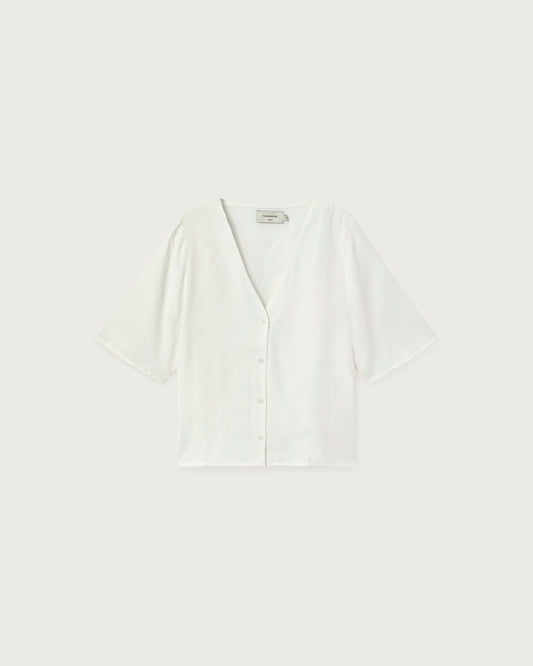 Blusa blanca hemp Libelula sostenible  - silueta 1