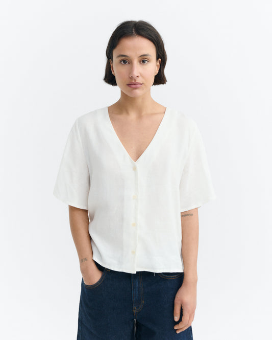 Blusa blanca hemp Libelula sostenible - 2