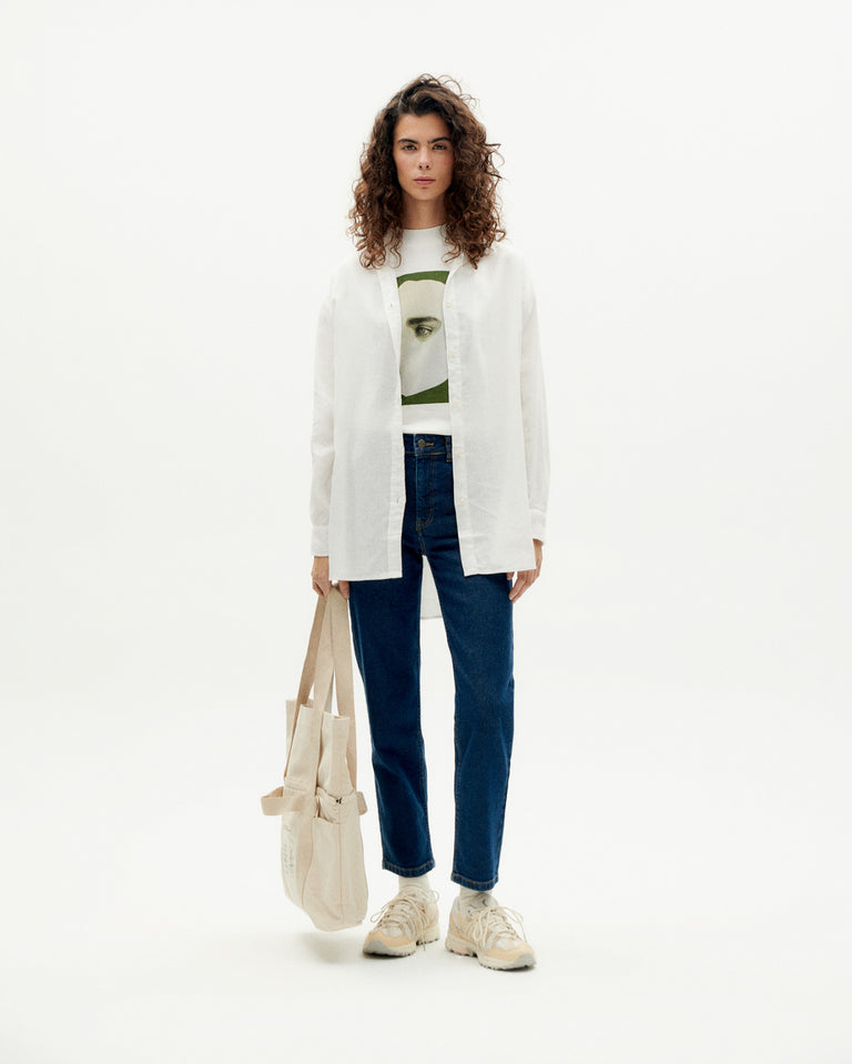 Blusa blanca oversize hemp Gia sostenible -2