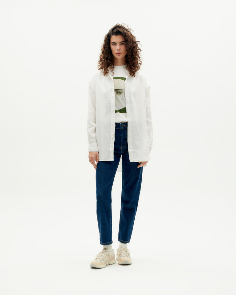 Blusa blanca oversize hemp Gia sostenible -3