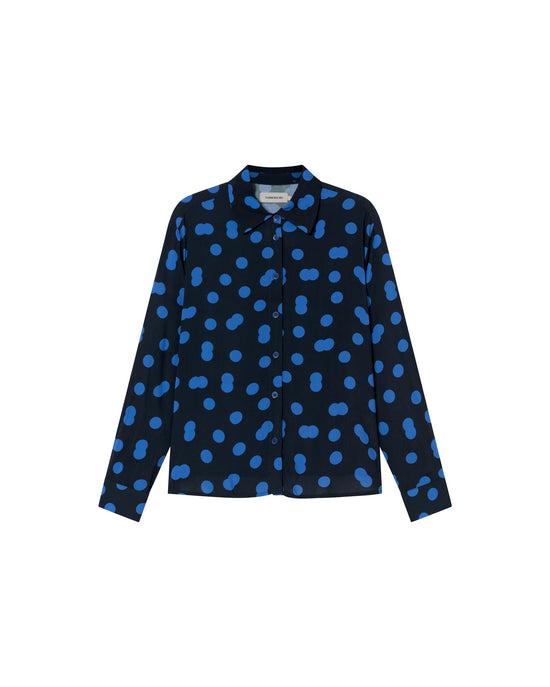 Blusa azul Dots Kati sostenible-foto silueta7