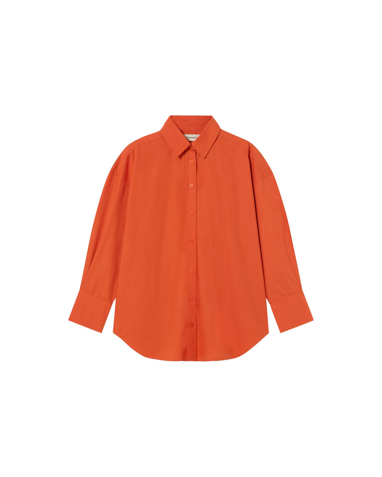 Blusa naranja Carangi sostenible-foto silueta7