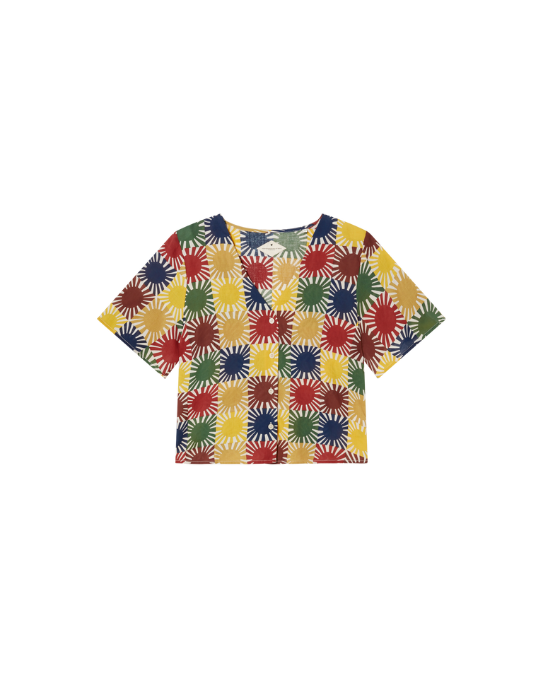 Blusa multicolor sol grid Libelula sostenible -siluetax