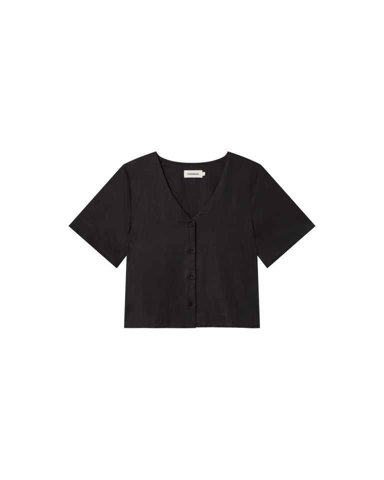 Blusa negra hemp Libelula sostenible -siluetax