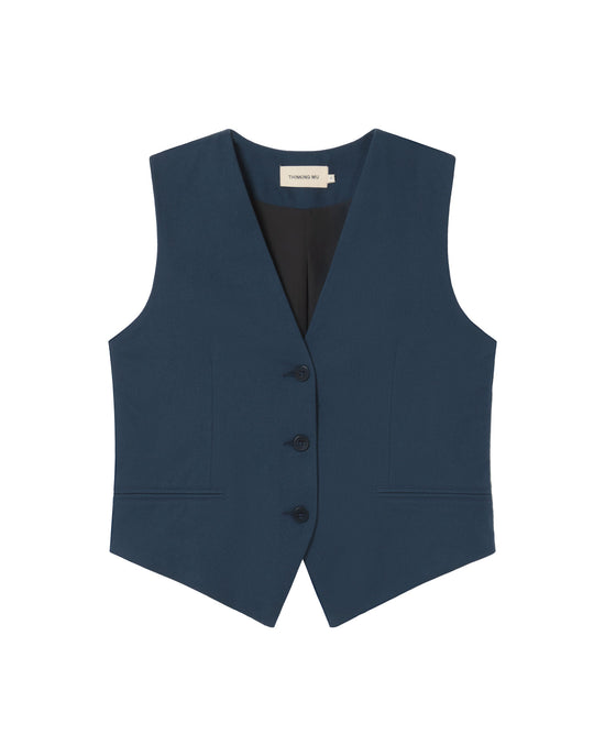 Chaleco azul oscuro Edith sostenible - silueta 1