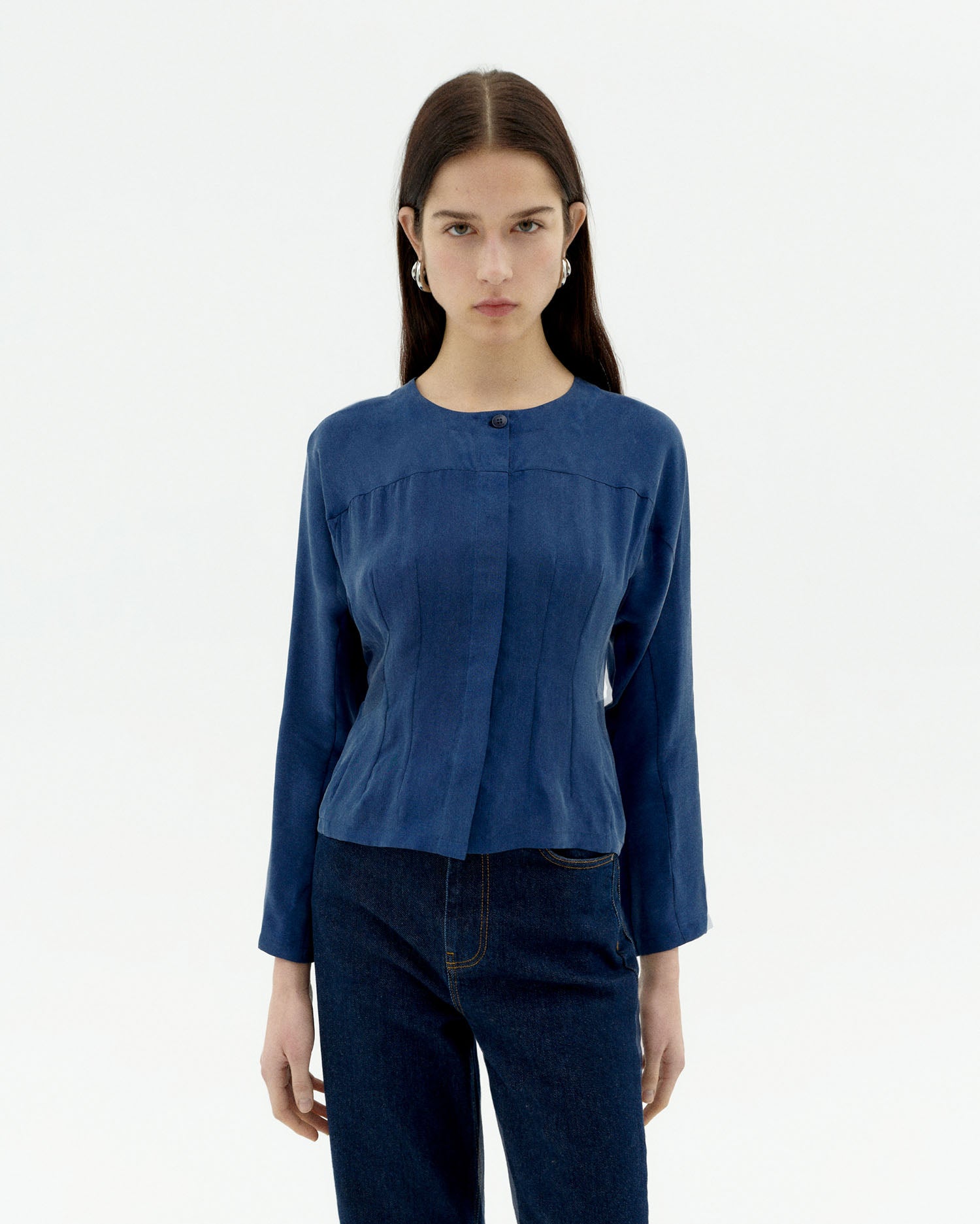 Sustainable Blouse Blue Cupro Briana Woman | Thinking Mu