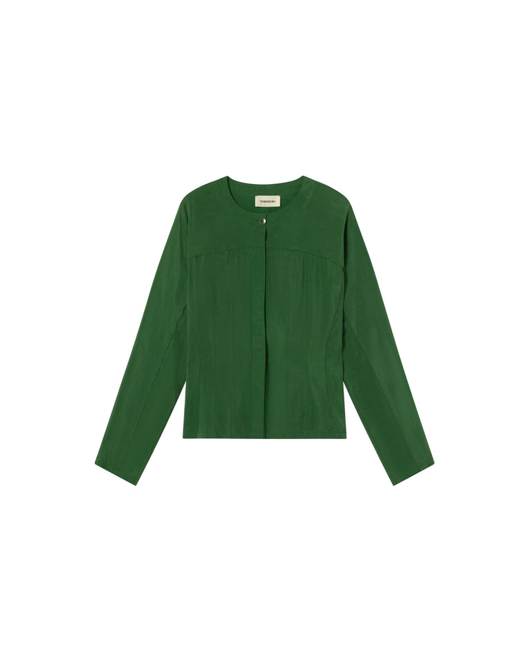 Blusa verde cupro Briana sostenible-silueta-1