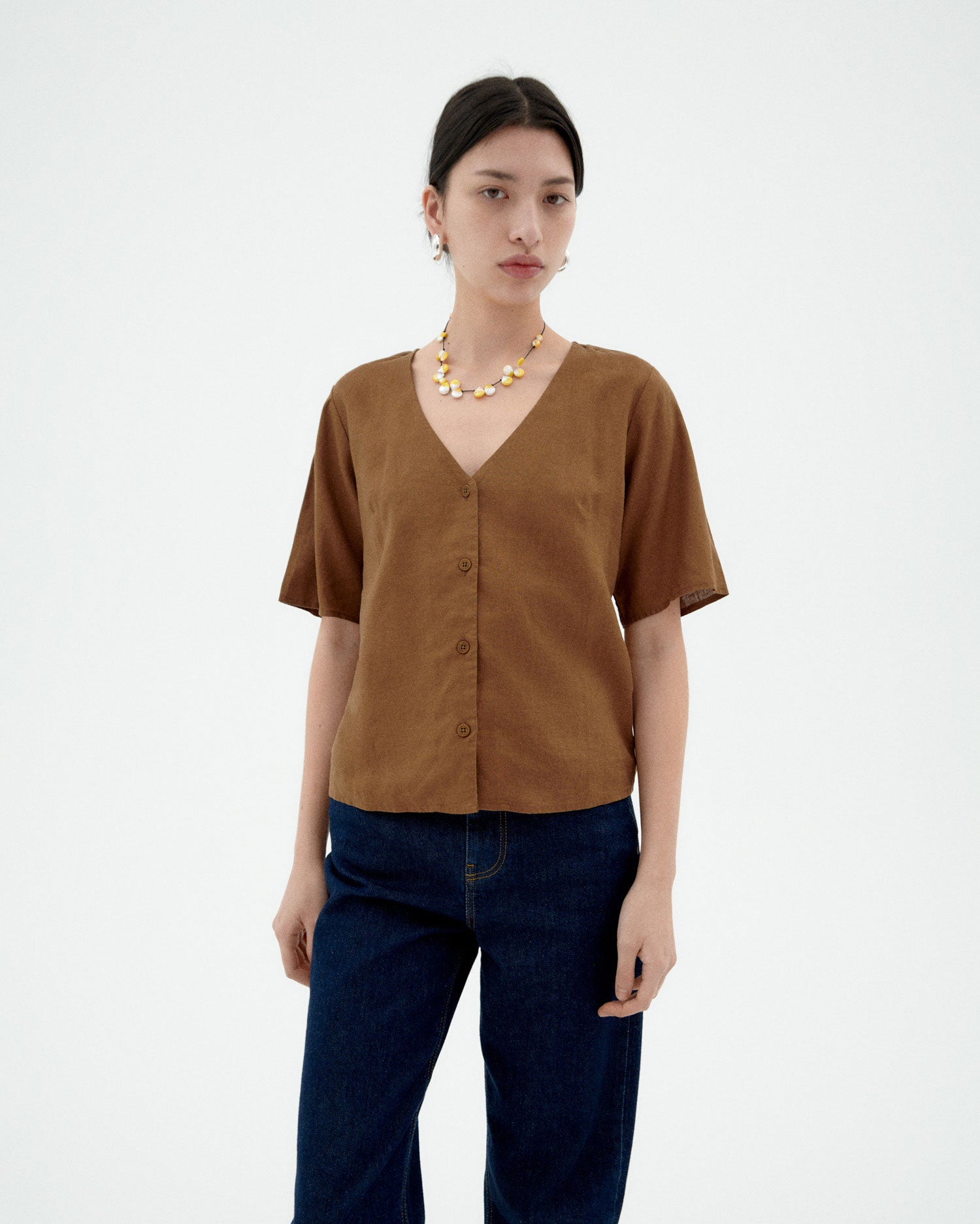 Blusa Marrón Hemp Libelula Sostenible Mujer | Thinking Mu