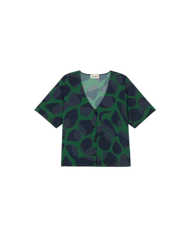 Blusa verde leaf Libelula sostenible-silueta-1