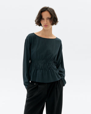 Blusa fruncidos rayas Ecovero Devin sostenible - 1
