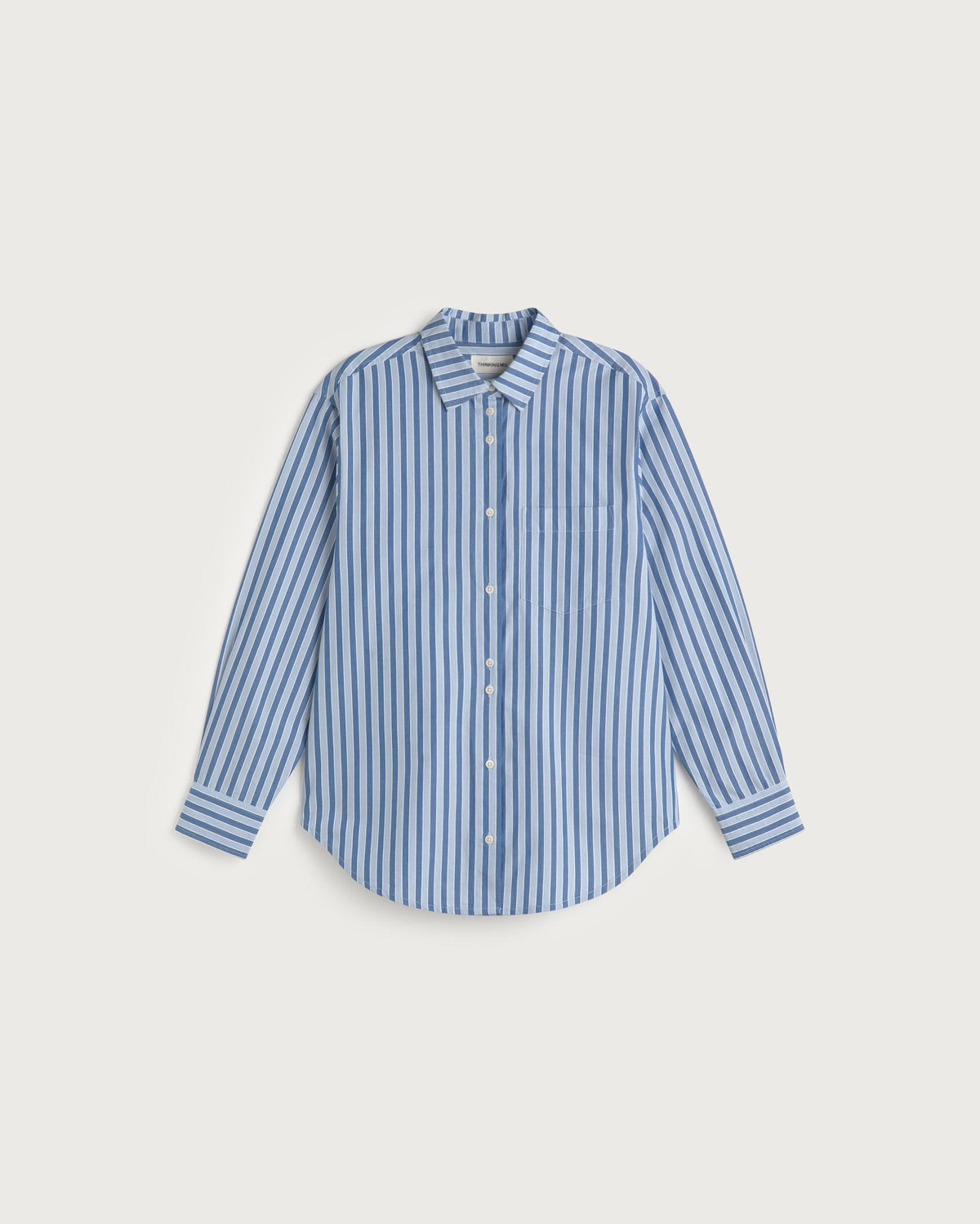 Camisa oversize rayas azul Odelia sostenible silueta - 1