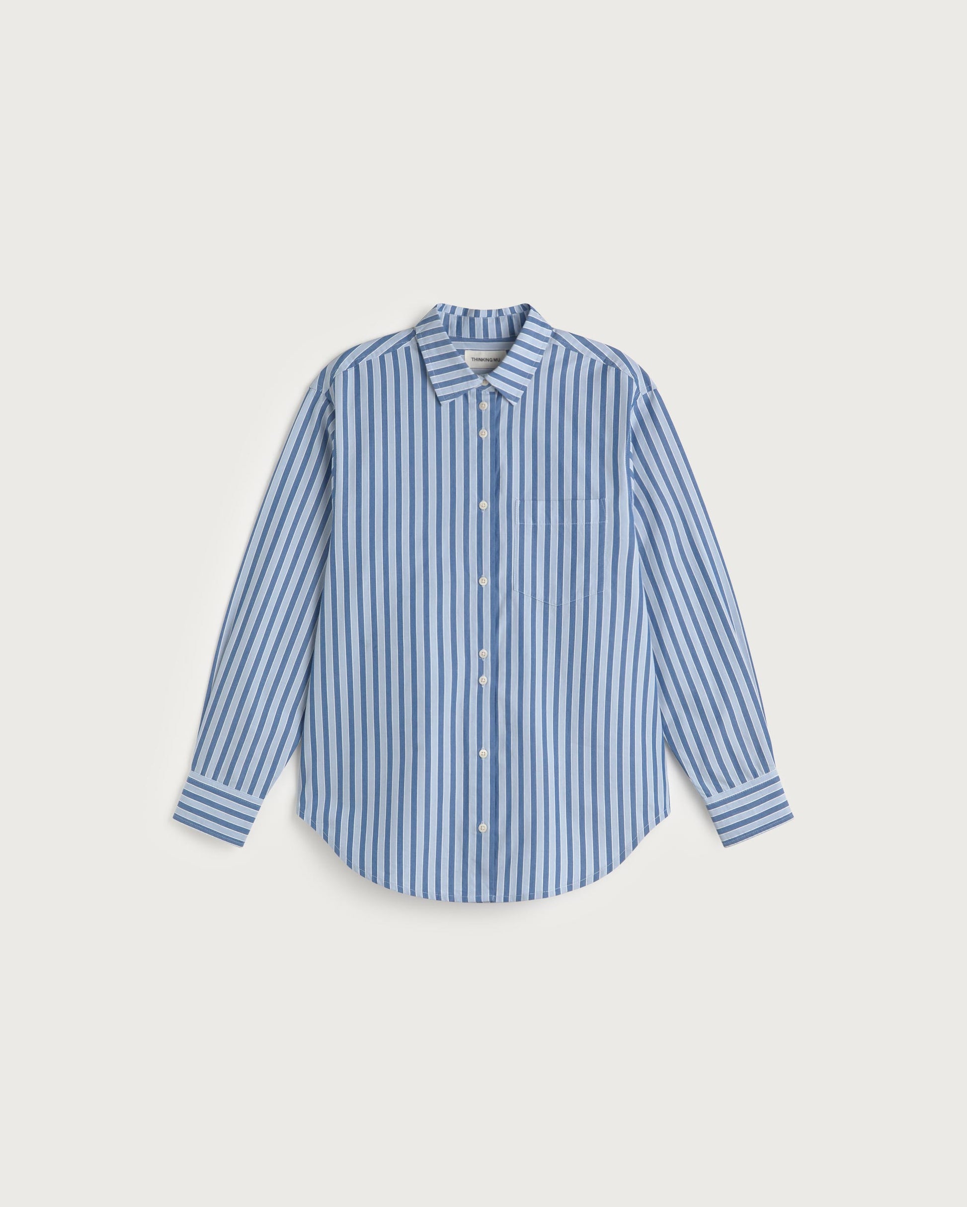 Camisa oversize rayas azul Odelia sostenible silueta - 1