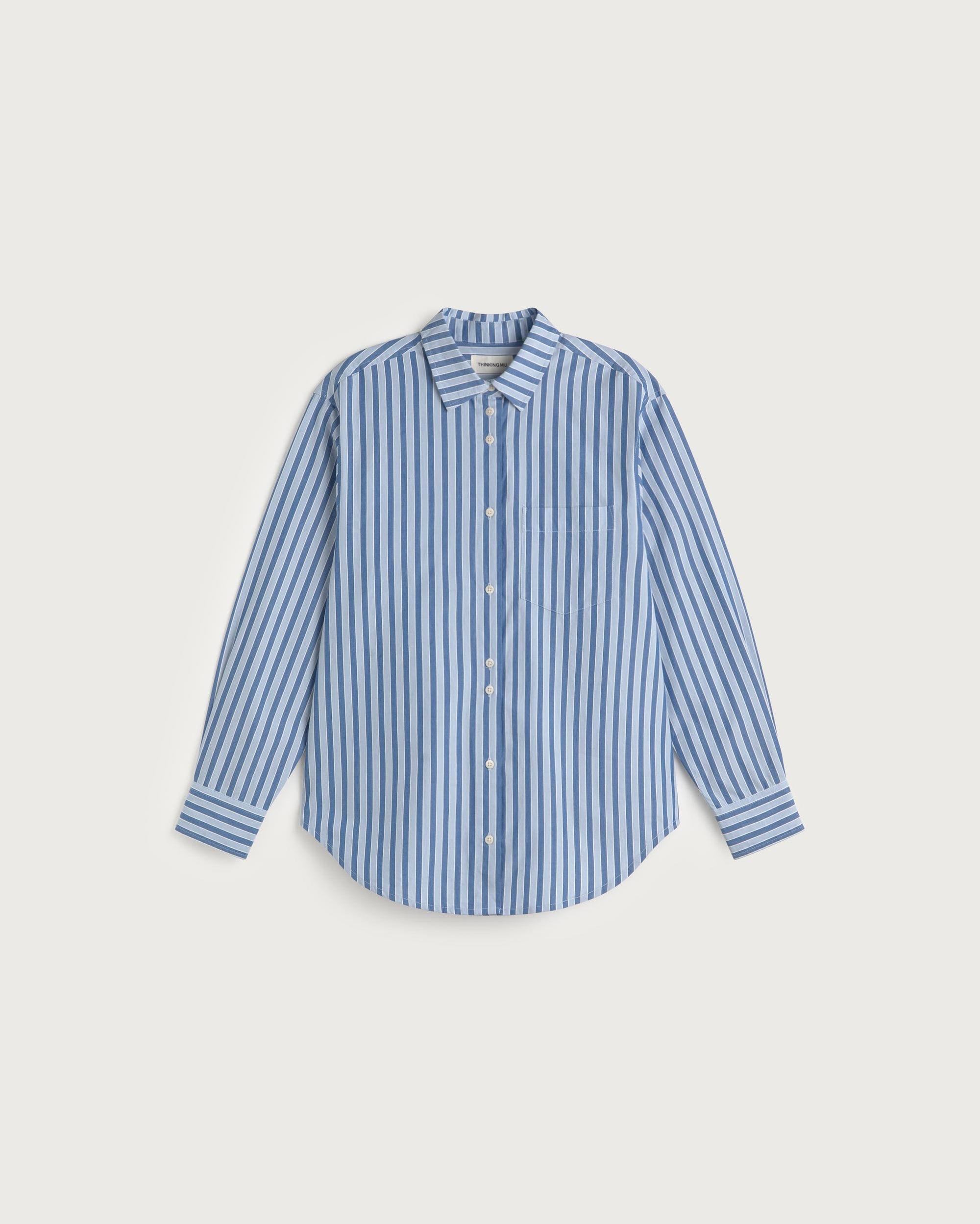 Camisa oversize rayas azul Odelia sostenible silueta - 1