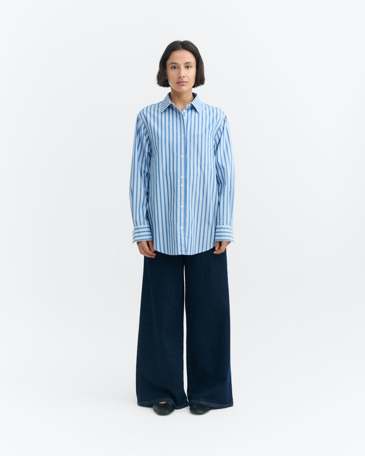Camisa oversize rayas azul Odelia sostenible - 5