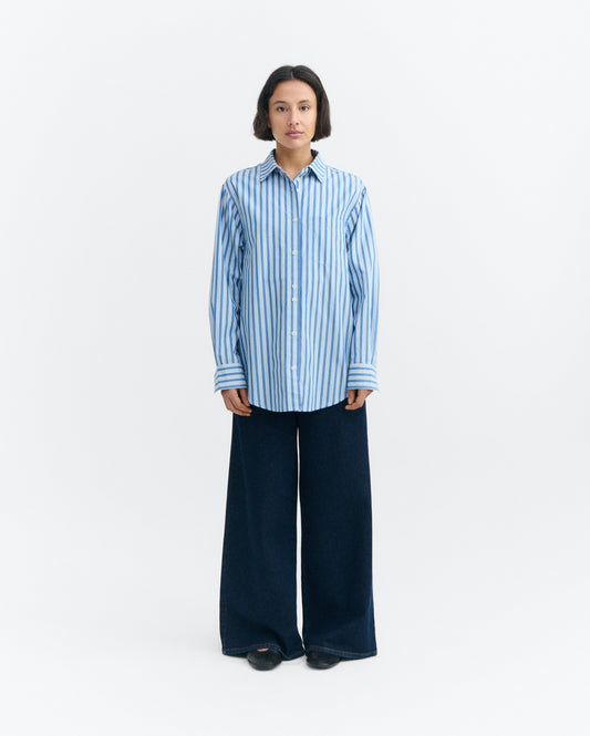 Camisa oversize rayas azul Odelia sostenible - 5
