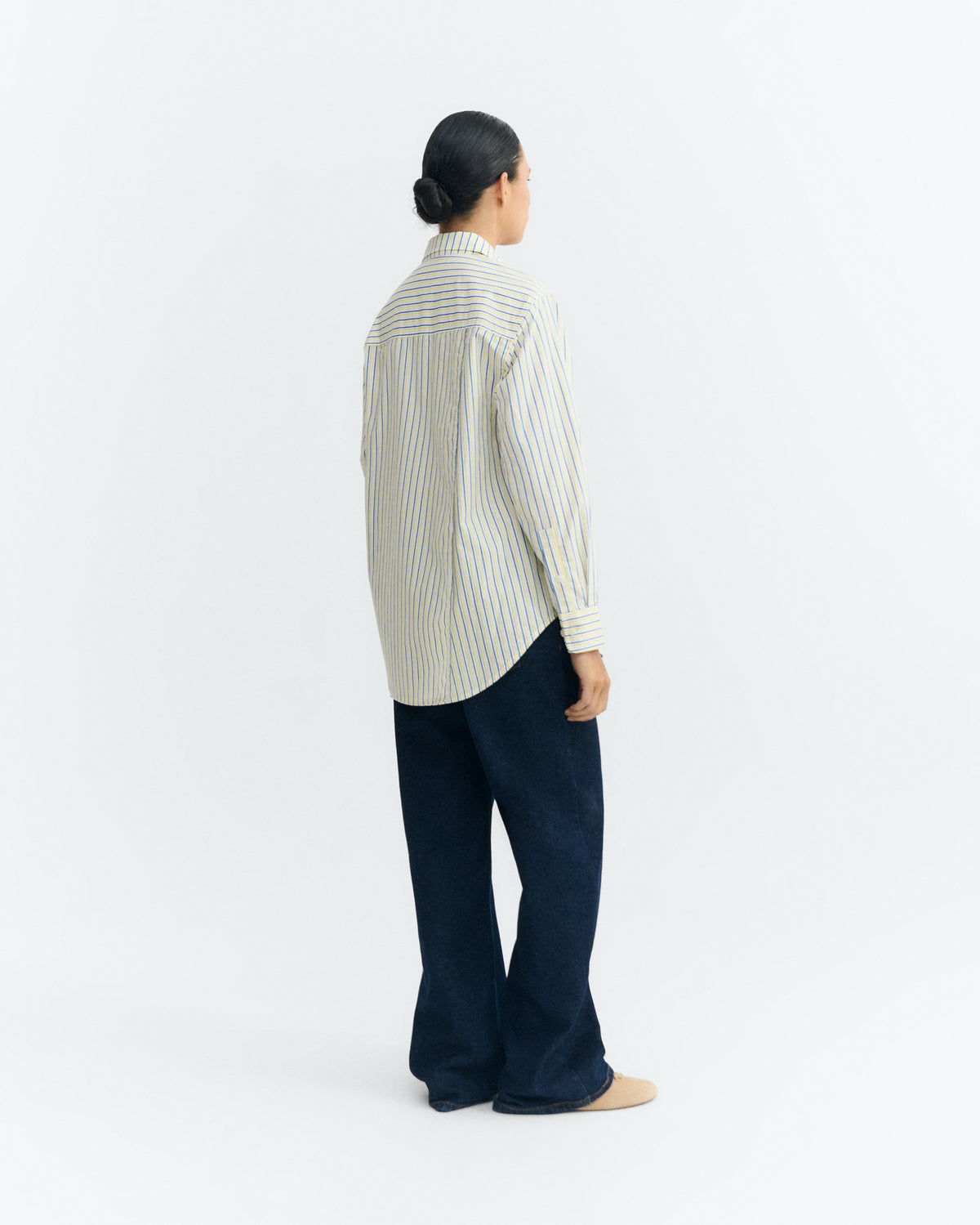Camisa oversize rayas amarillas y azul Odelia sostenible - 5