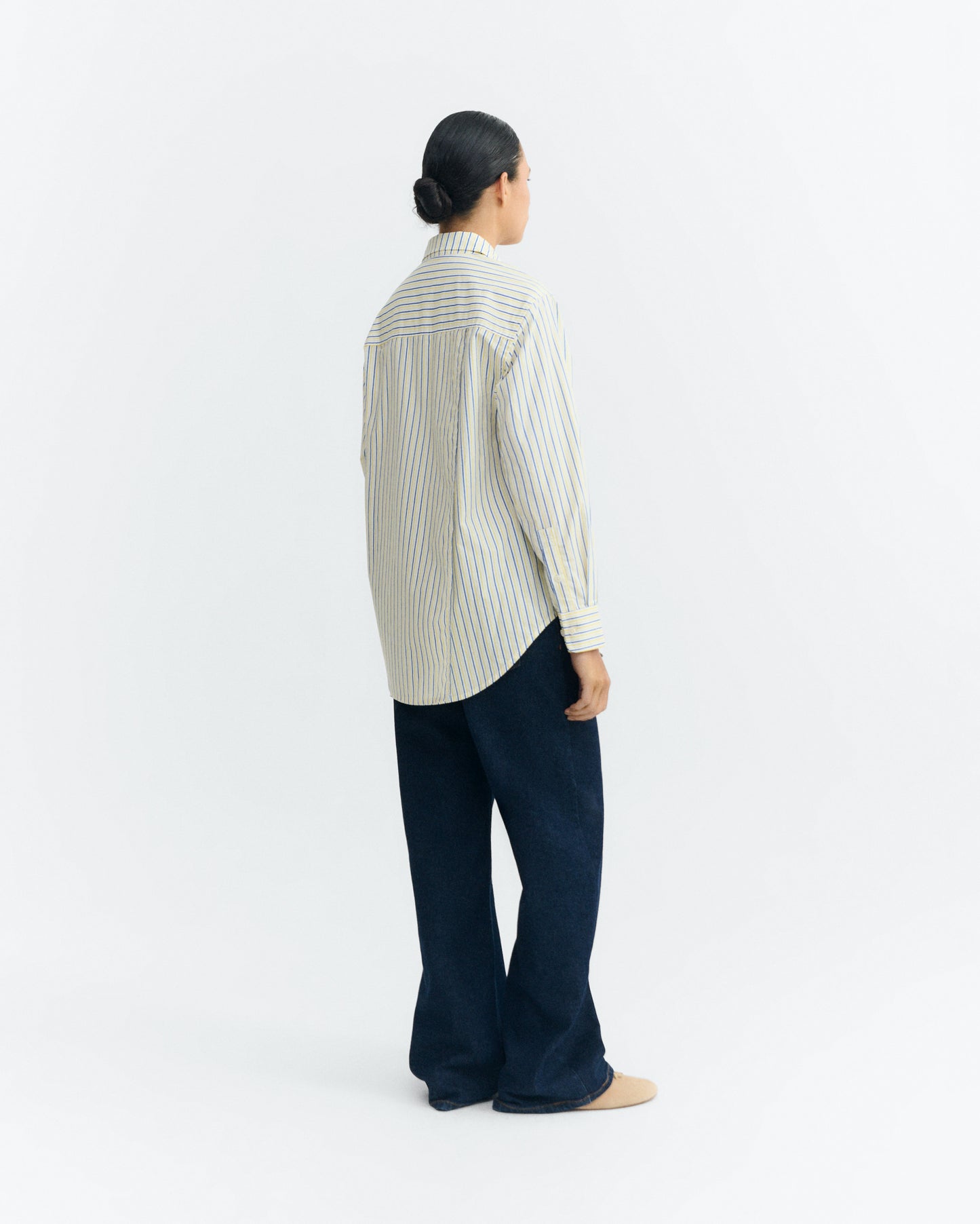 Camisa oversize rayas amarillas y azul Odelia sostenible - 5