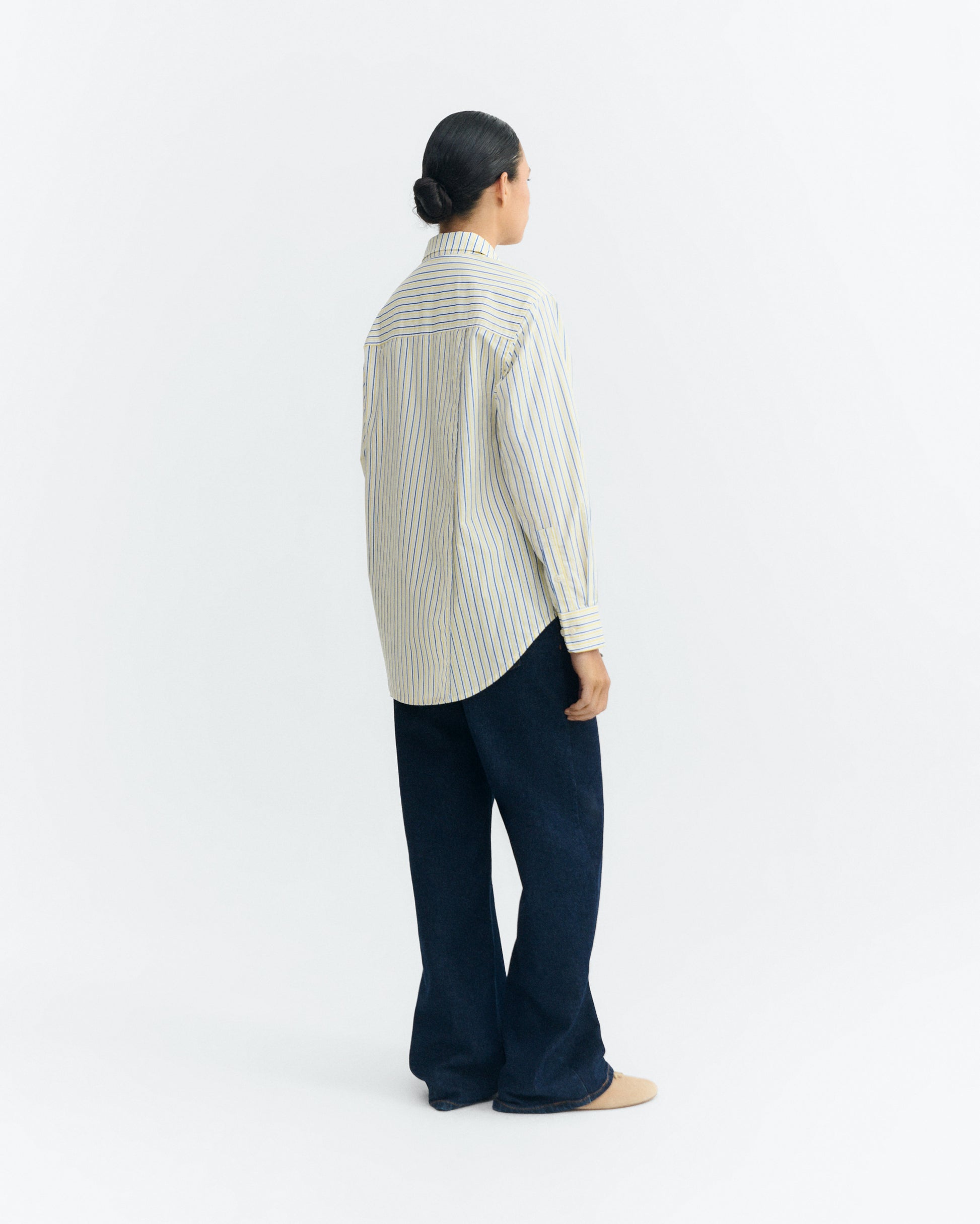 Camisa oversize rayas amarillas y azul Odelia sostenible - 5