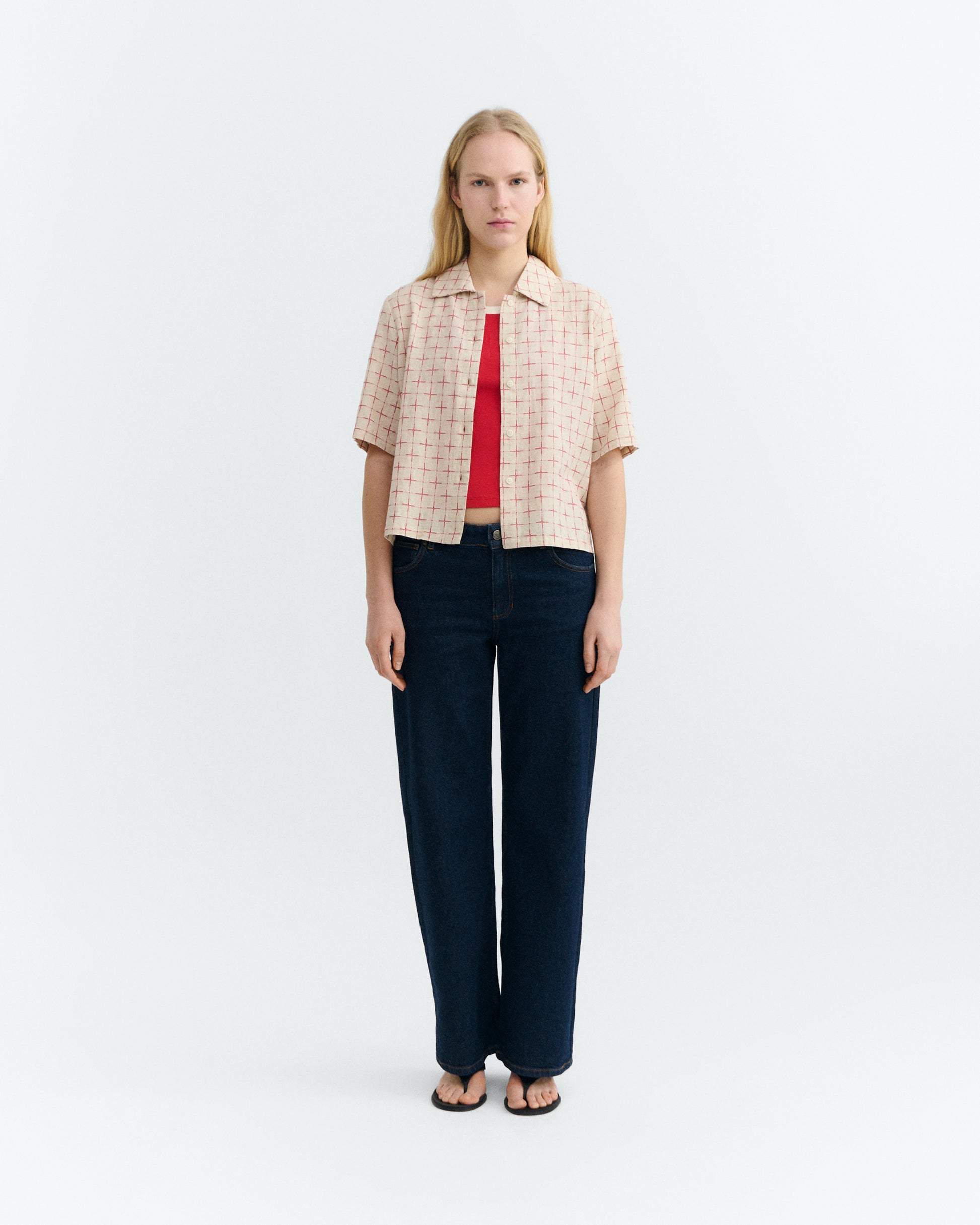 Blusa estampada cuadros lattice Ane sostenible - 1