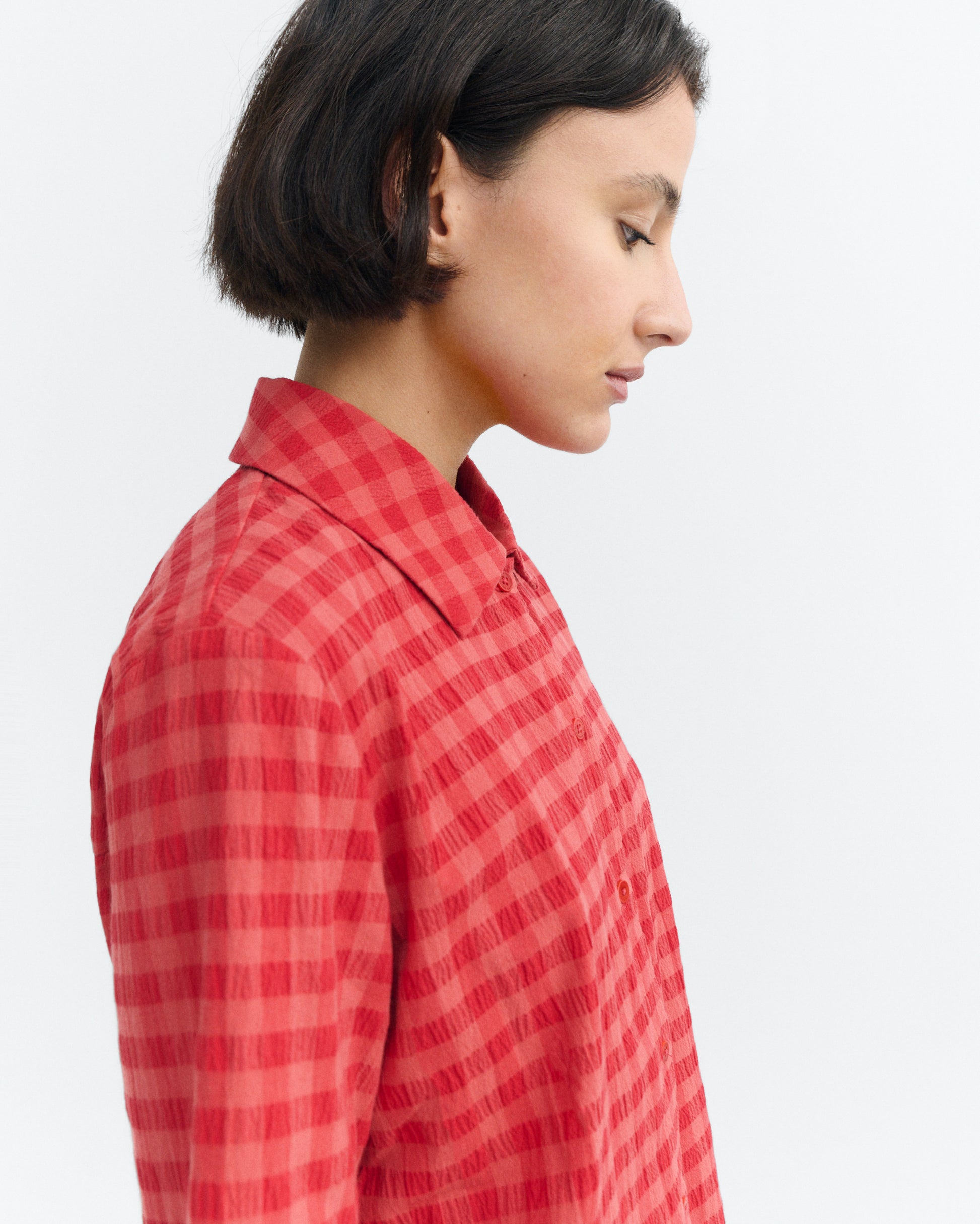 Blusa seersucker roja Ane sostenible - 3