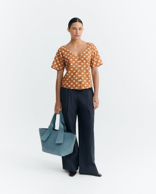 Blusa lunares marrón Leia sostenible - 1